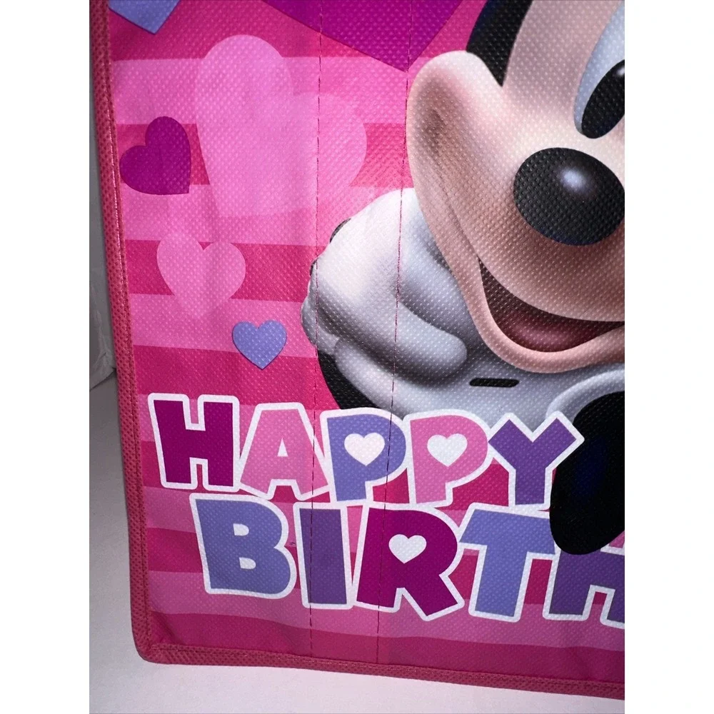 Disney Store Minnie Mouse Happy Birthday Reusable Tote Bag Pink Small Gift Bag